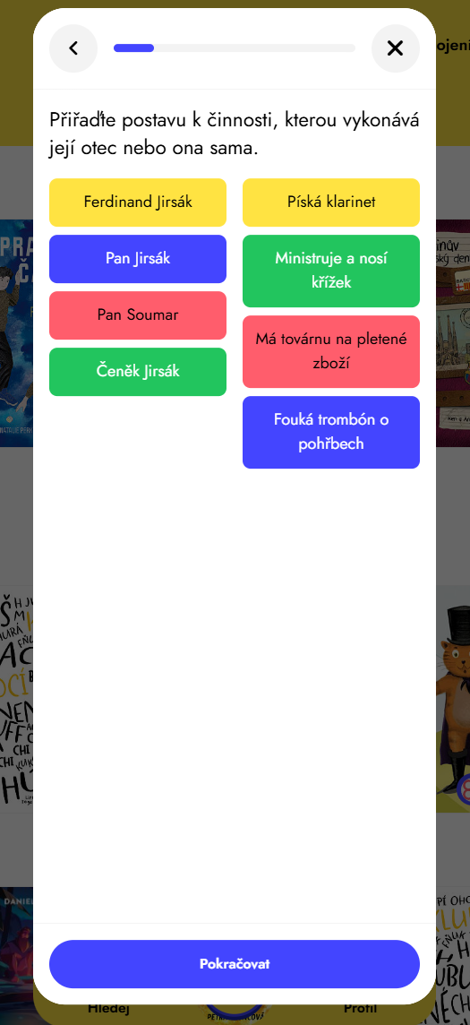Otázka 1 · přiřazení postav