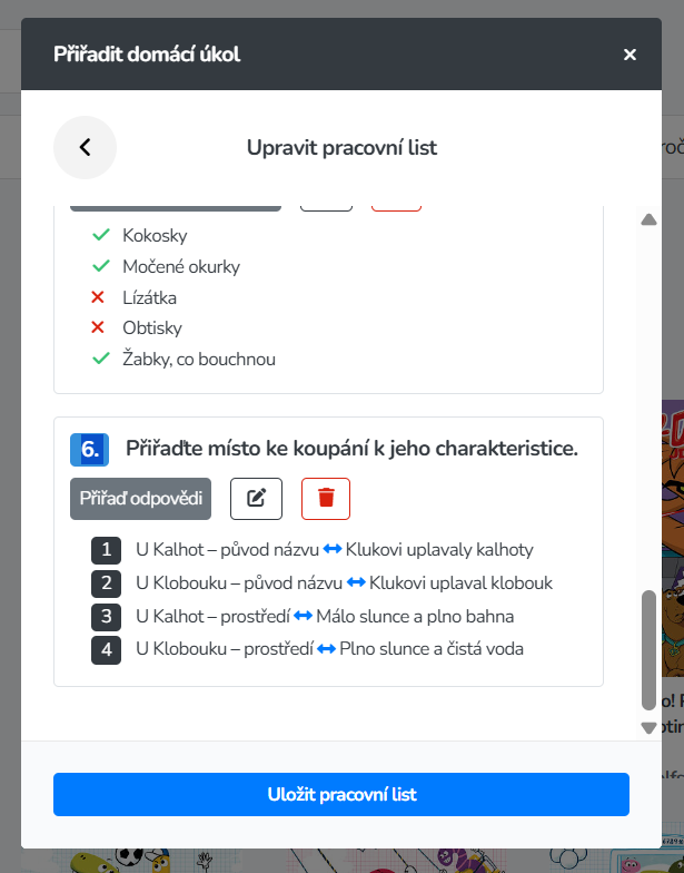 Přiřazení k charakteristice