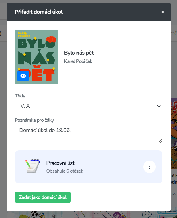 Zadání jako domácí úkol