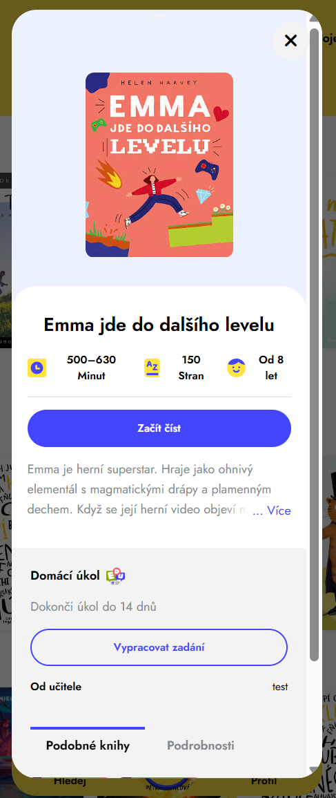 Pohled žáka v aplikaci KUBO